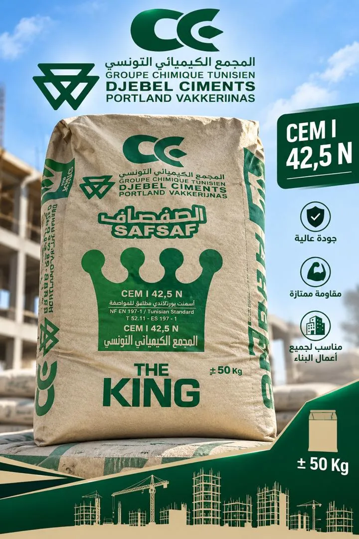 عبوة أسمنت الصفصاف، CEM I 42.5 N، وزن 50 كجم